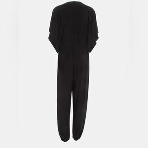 Norma Kamali Black Jersey Rectangle Log Jumpsuit Size XS
